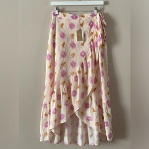 Xirena NWT Ava lilac Ikat midi ruffle cotton midi lightweight wrap skirt